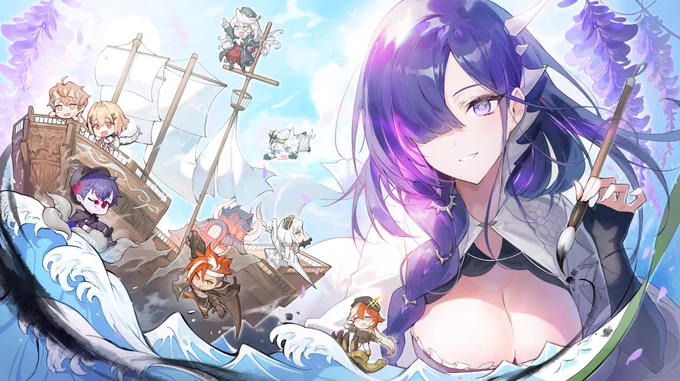 白夜極光2周年おめでとうございます! 好きなキャラクターをいっぱい描けて楽しかったです。 #白夜極光 #白夜極光2周年