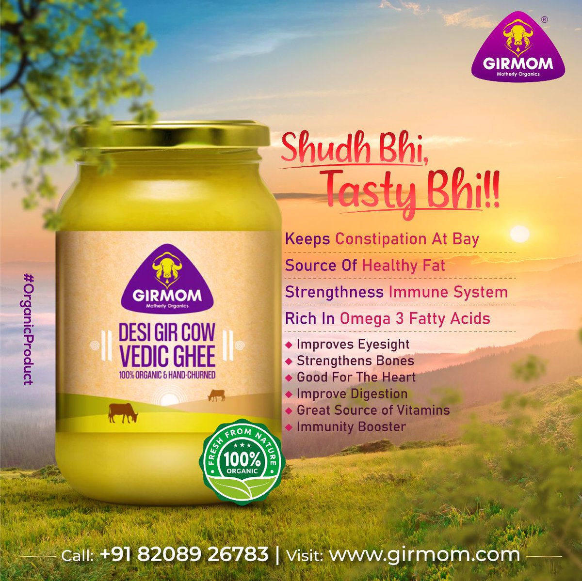 Girmom Gir Cow Ghee, Shudh bhi our Tasty bhi.
Buy Girmom Vedic Ghee, Available On Amazon & Flipkart.
#girmom #girmomorganics #organics #ghee #desighee #vedicghee #bilonaghee #gircowghee #cowghee