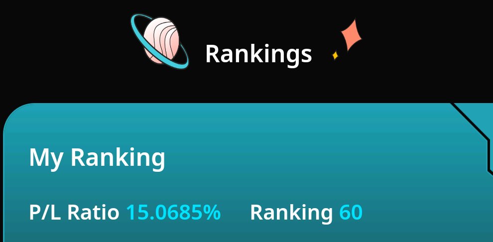 @AltcoinGordon Feeling good and optimistic! 60th in the BitGet trading competition 😎
