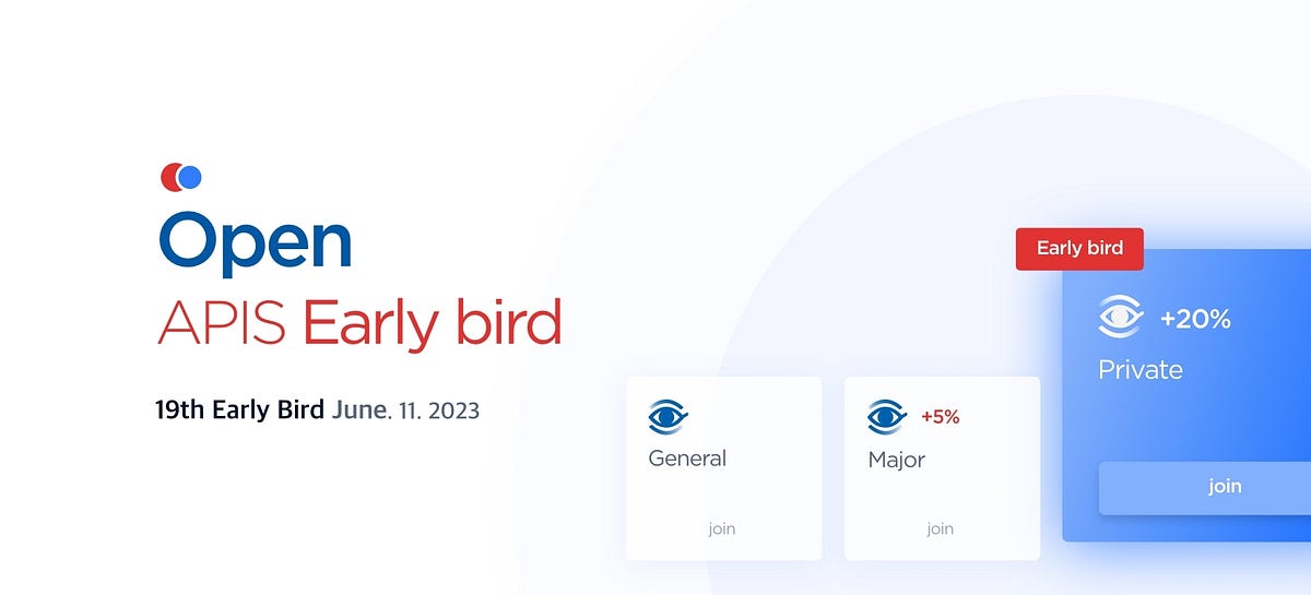 ⌚️19th Early Bird is NEAR!

Check out how to participate in our #EarlyBird and prepare the LIMITED PARTICIPATION on June 11!

medium.com/apisplatform/1…

$APIX $APIS #APISPlatform