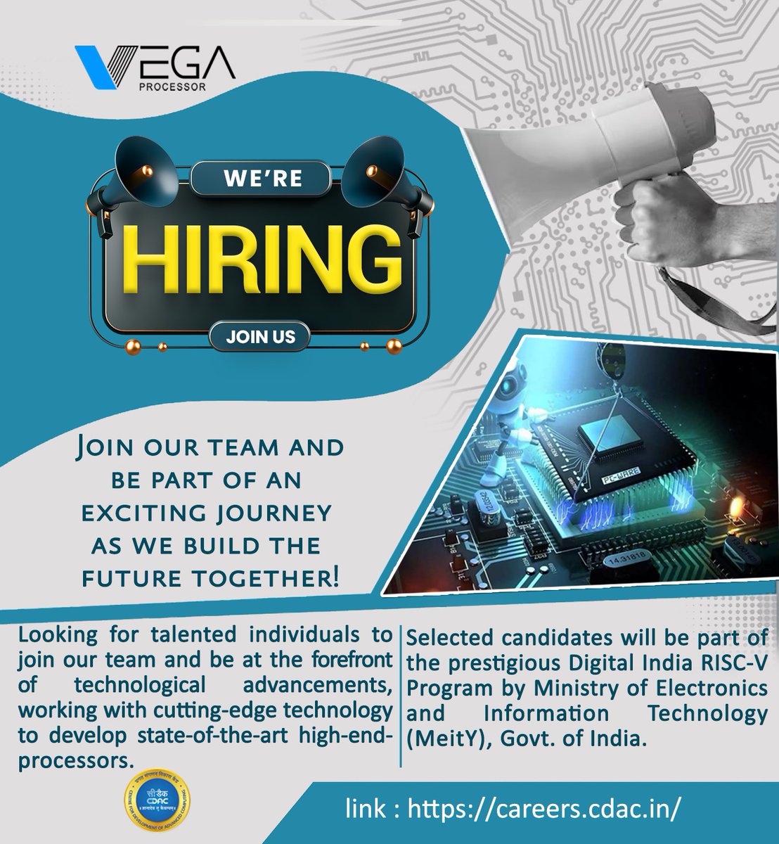 VegaProcessor's tweet image. We are hiring.

Click here to apply: careers.cdac.in/advt-details/C…

@cdacindia
#hiring #recruitment #microprocessor