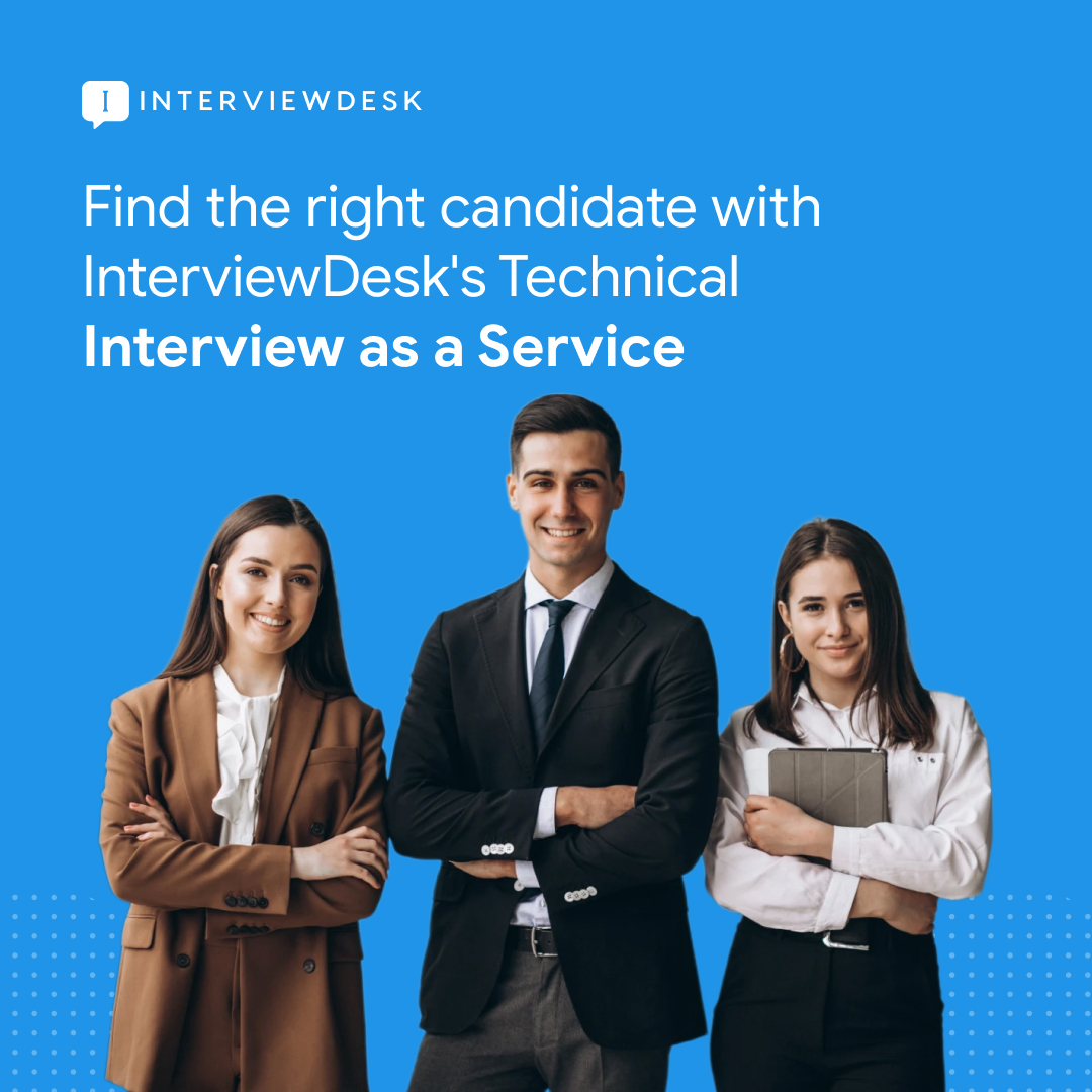interview_desk's tweet image. Looking for a way to efficiently evaluate candidates&apos; technical skills and find the right fit? With InterviewDesk&apos;s Technical Interview as a Service, our expert interviewers from MAANG/FAANG companies can do just that

#technicalinterview #iaas #hir interviewdesk.ai