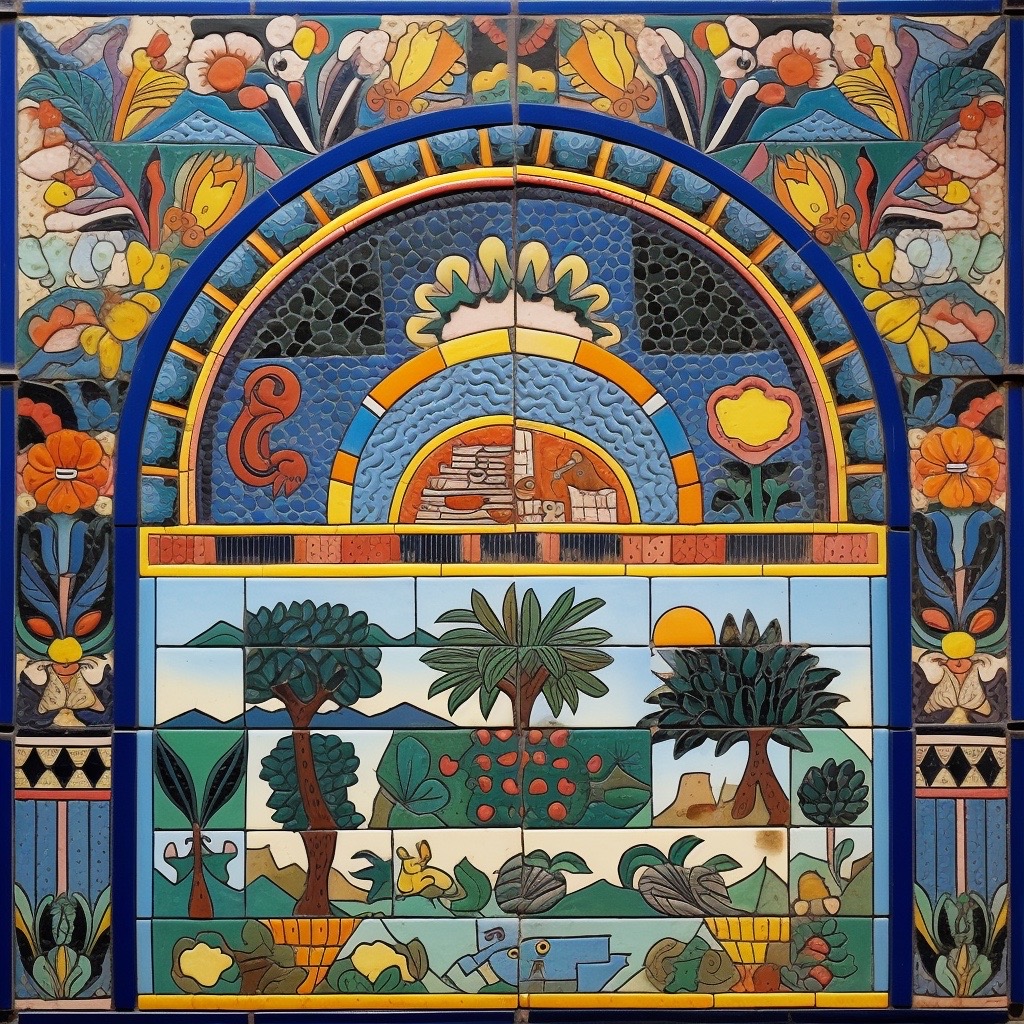 ArtificioAI's tweet photo. A mural made of Talavera and Mayólica ceramic tiles with a symmetrical geometric frame #AI  🎨

#artificioai #artificialintelligence #aiartdaily #digitalartwork #digitalart #aiart #aiartcommunity #midjourney #midjourneyart #mural #talavera #mayolica #ceramic https://t.co/L7iIKAZCsx