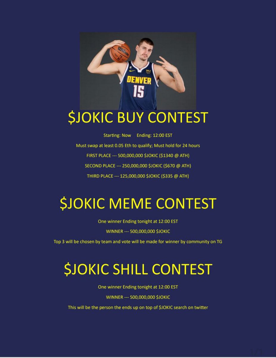 triple doubles by day, #crypto by night. come check us out and a few of our contests, after all two of them are free! 

$JOKIC #Jokic #CryptoGiveaway 

$shib $pepe $rfd $jim $bobo $bob $viral $inu