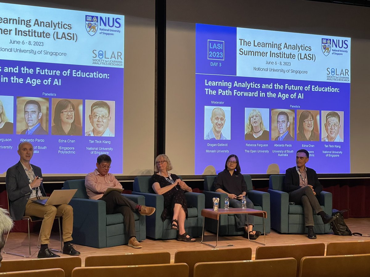 Final day of #LASI2023 - beginning with a thought-provoking panel on #learninganalytics & the future of education