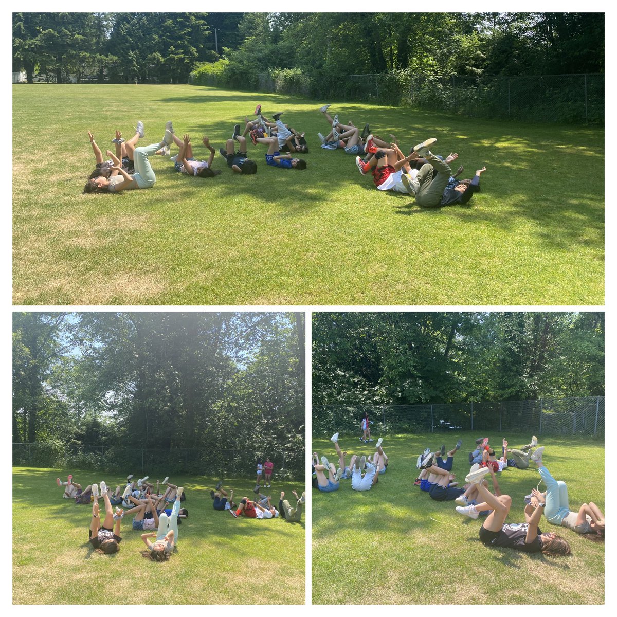 Practicing ‘dead bug’ pose. Regulating our bodies while giggling! <a href="/westcot_school/">Westcot School</a>