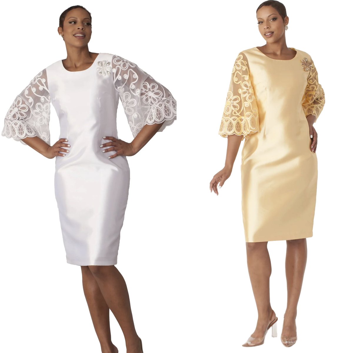 Chancele 9721 Lace Sleeve Dress 
divasdenfashion.com/products/chanc… 

#DivasDenFashion #Chancele #summerfashion #COGIC #weddingfashion #whitedress #lacesleeves #yellowdress #tallytaylor #curvycouture #summerdress #curvygirlsrock #voluptuousfashion #couturefashion #cogicfashions #TeamCOGIC