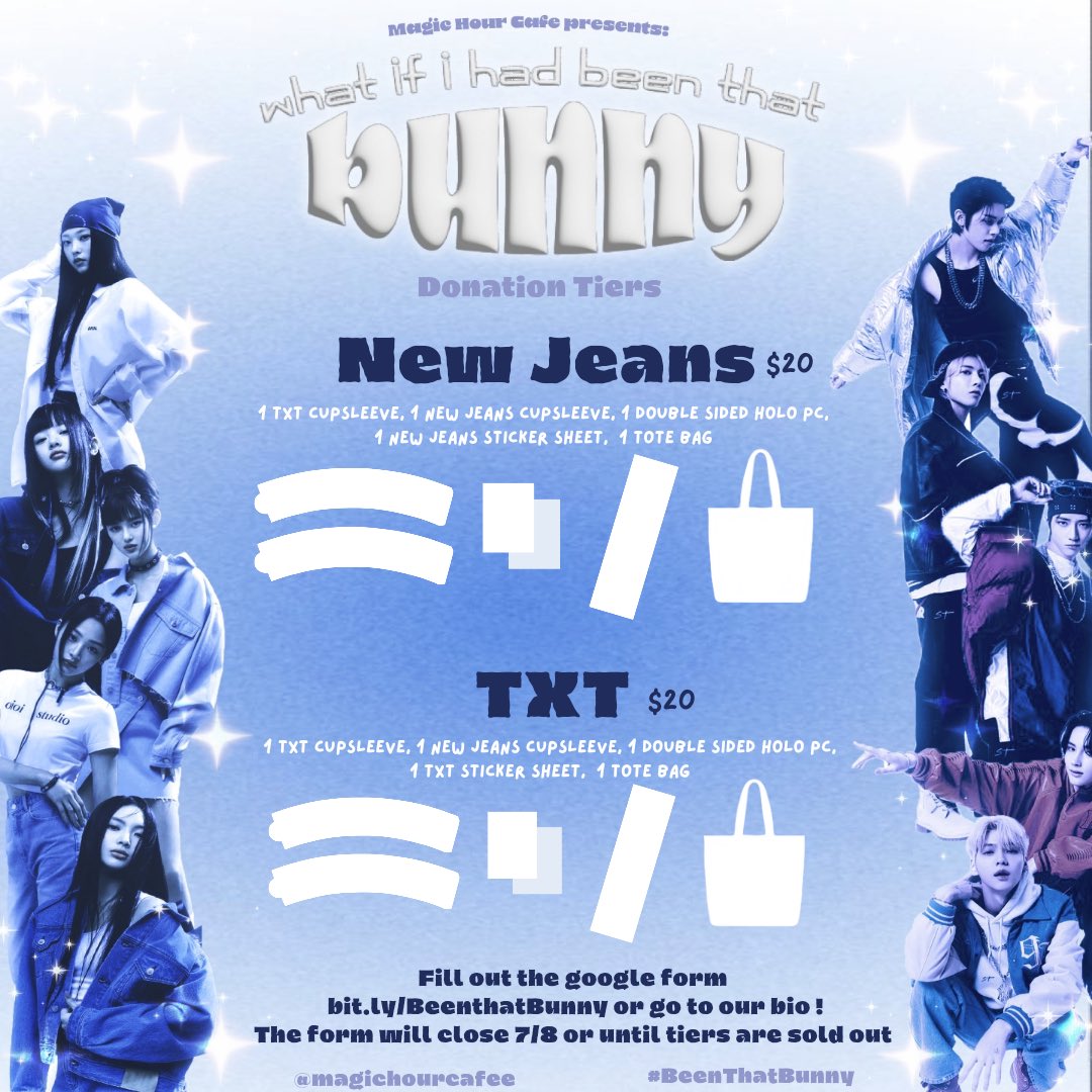 🐰 BEEN THAT BUNNY🐰 

Hey MOA and Bunnies! You’ve got nothing to lose If you donate to our upcoming event next month! 

Link: bit.ly/BeenThatBunny

<a href="/txt_bighit/">TXT OFFICIAL</a> @newjeans_official 
#TXT #투바투 #NewJeans #뉴진스 #BeenThatBunny