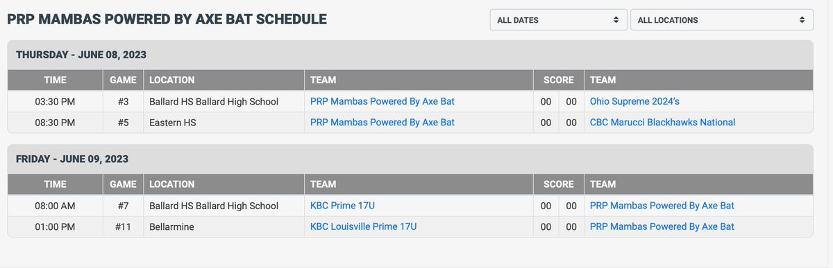 PRPMambas's tweet photo. Schedule Change.

Game 1 3:30pm Ballard HS vs Ohio Supreme (SP Kyle Miller)
Game 2 8:30 Eastern HS vs CBC Blackhawks (SP Cale Coursey)

#PRPMambas https://t.co/1fGcyH6SYm