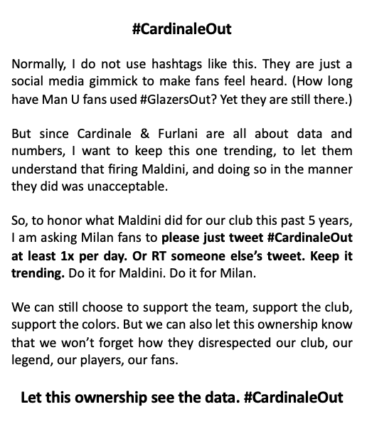 milanobsession's tweet photo. 🔥 Keep it trending. 🔥

📉 Show them the data. Let them know. 🤬

#CardinaleOut https://t.co/Cntcpjk2Cb