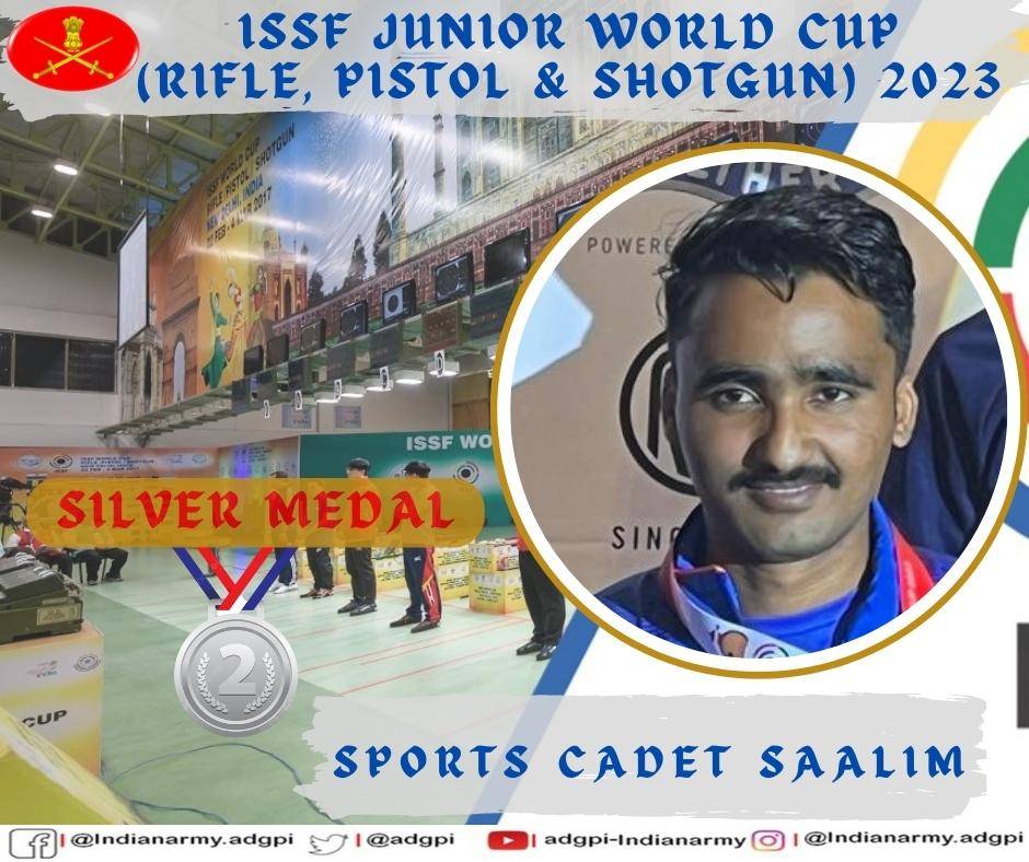 #Proud

#IndianArmy shooter S/Cdt Saalim won #SilverMedal (10m Air Rifle Event), at the ISSF Junior World Cup held at #Germany and brought laurels to the Nation.

#Sports
#MissionOlympics
