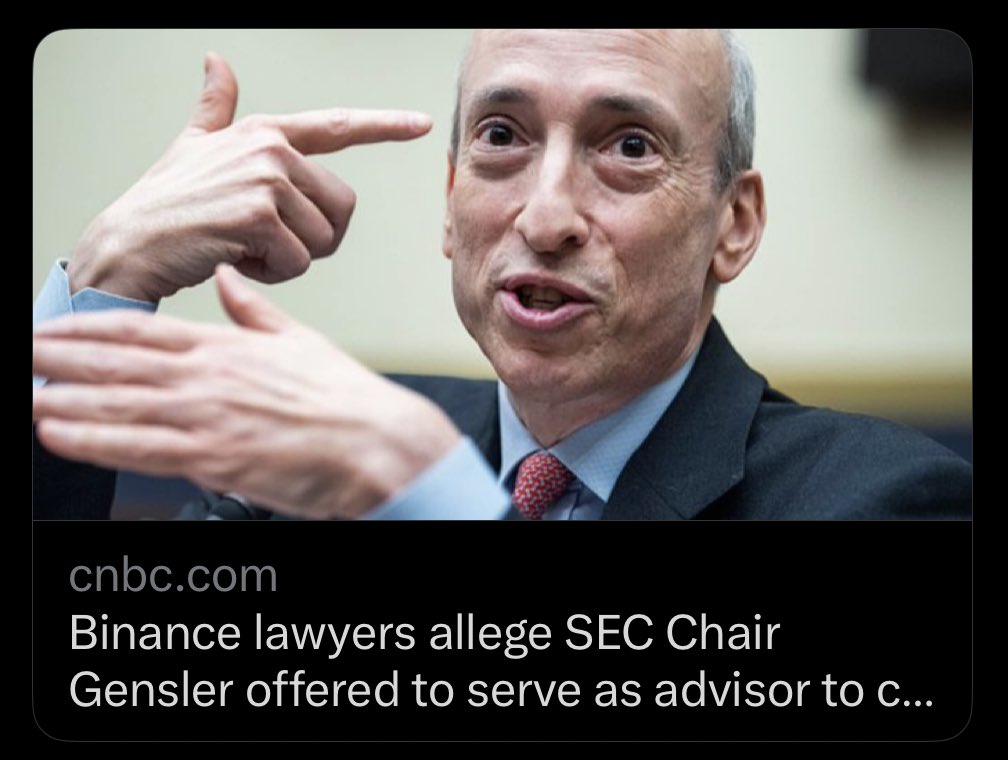 🚨 BREAKING 🚨

"Before Gensler started going after
Binance, he was trying to cozy up to 
the company, offering to serve as an 
advisor."

Gary &amp; CZ met in Japan for lunch. 

CZ rejected Gary gensler as advisor
&amp; he started going after Cz &amp;Binance ?

THIS IS GETTING CRAZIER !!