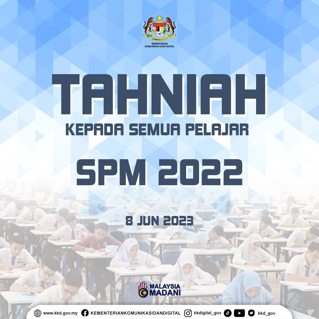 Tahniah dan syabas kepada para pelajar atas pencapaian dalam peperiksaan Sijil Pelajaran Malaysia (SPM) 2022. Anda semua telah melakukan yang terbaik! 😊