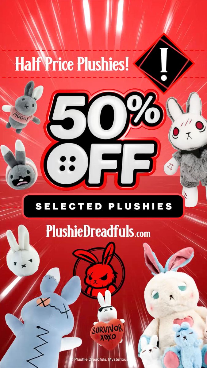 Use code SUMMERSOLS at checkout with any of these plushies for an amazing 50% off! 

mysterious.americanmcgee.com/collections/pl…

#discountcode #plushies #sales