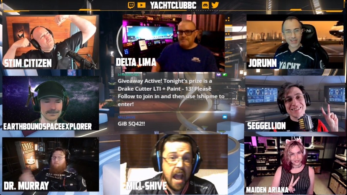 YachtClubBC's tweet photo. Come join the Yacht Club as we review the week's #StarCitizen news and events with special guests @AltamaEnergy team @seggellion 
Going Live now!
https://t.co/gx0cBA3usN https://t.co/7tcuhcGuRP