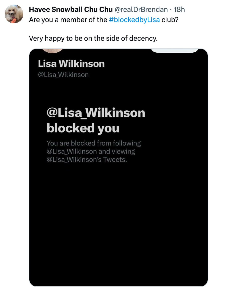 SteveCorreia's tweet photo. She seems to have started blocking dogs now ... strap yourselves in for this one https://t.co/e0ihgTvhQZ