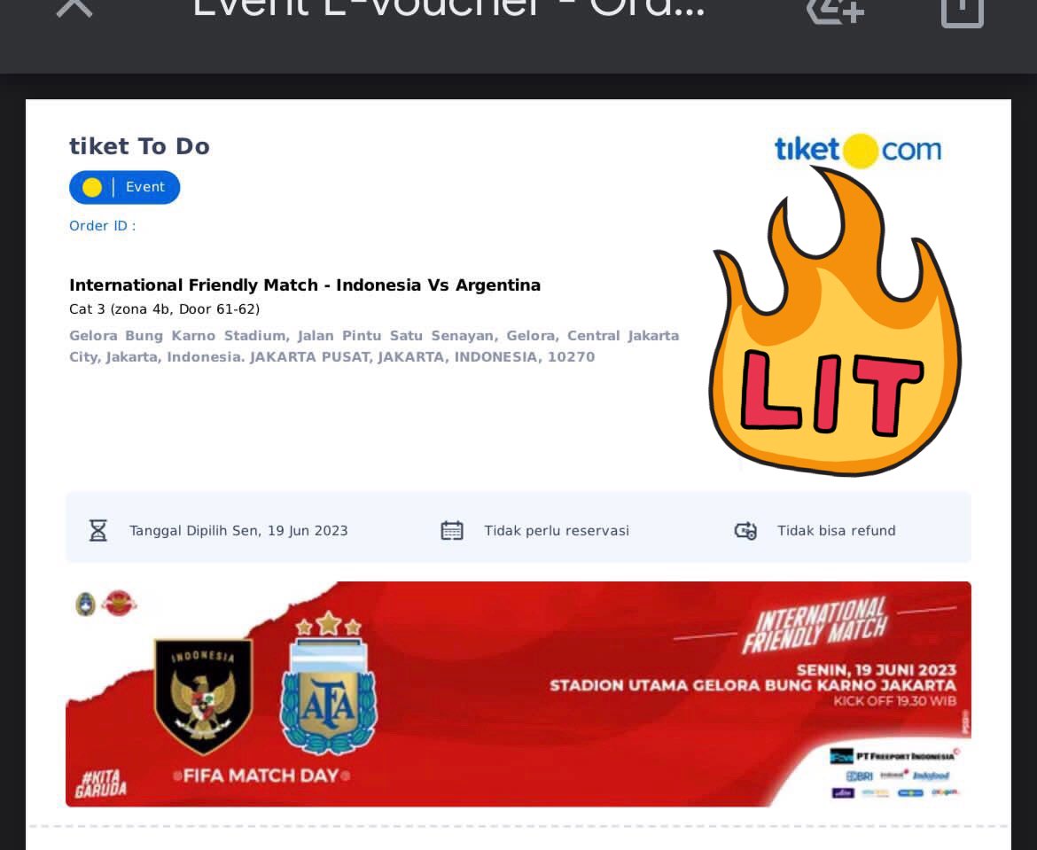 WTS Tiket FIFA Match Day 
International Friendly Match
Indonesia VS Argentina

CAT 3 Zone 4B ada 2 tiket
850/tix

WTS WTB JOKI JASTIP INDO ARGEN https://t.co/ARRQg3Om1W