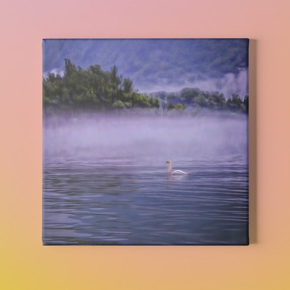 Square Canvas Swan Print, Gallery Wrapped Swan etsy.me/3Wc42H9 #housewares #wallart #canvas #animalart #wildlifeprint #giftforher <a href="/etsymktgtool/">Etsy Marketing Tools</a>