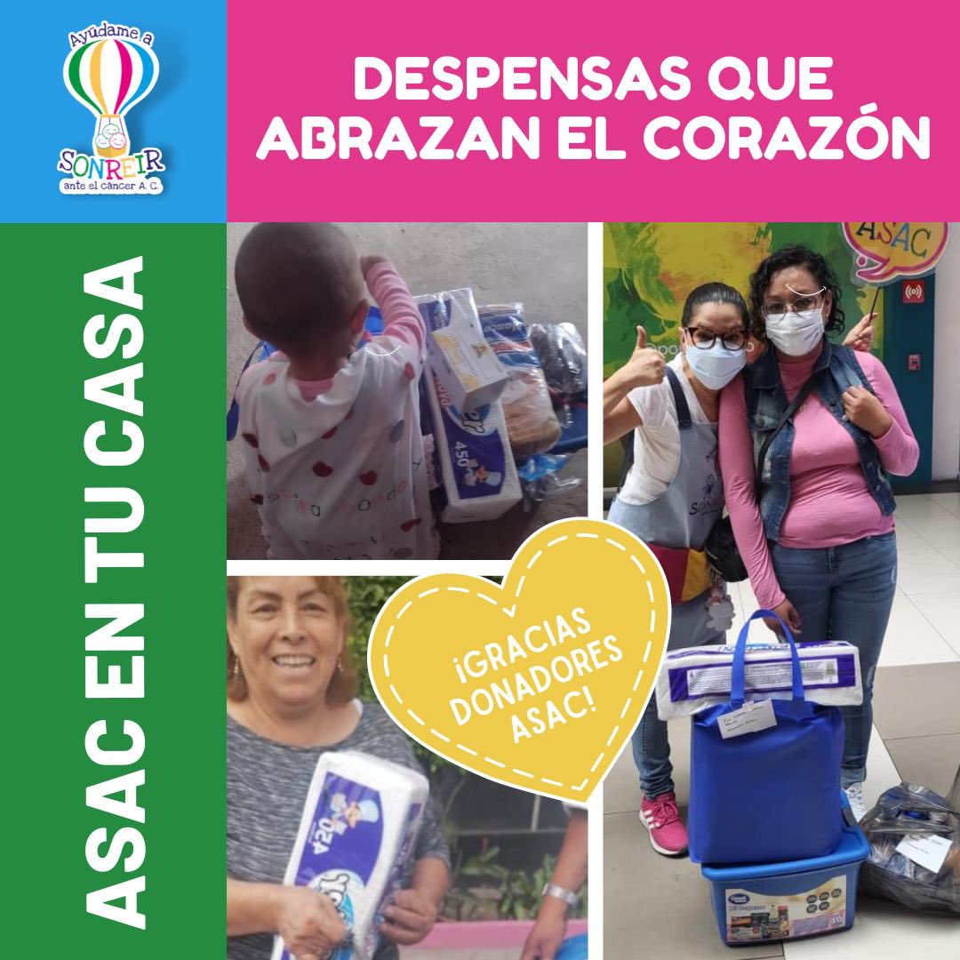 AyudameaSonreir's tweet photo. #ASACentuCASA es un programa que cobija la economía familiar de l@s #MaestrosDeVida y periódicamente se donan despensas, artículos de higiene personal y cubetas de limpieza. ¡GRACIAS #donadoresASAC! ¡TÚ también puedes ser parte con donativos en especie! #CáncerInfantil https://t.co/WHux5feMmt