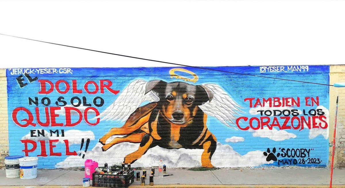 #FotoDelDía | 🐕😢❤️¡Increíble mural en honor a 'Scooby'! el perrito que murió tras ser arrojado a manteca caliente en Tecámac. La pintura fue realizada por el Fernando Cruz "Yeser", a través de su arte busca crear conciencia sobre el maltrato animal.