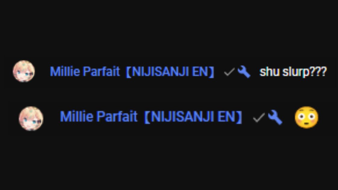 👟: oh? 🪄 came on chat and said shu slurp?
♦: yea, like 👟 senpai would do something like that
👟: i mean, how would you know~

HUH HAHA #Yaminow #LiVermillion #Millieseconds