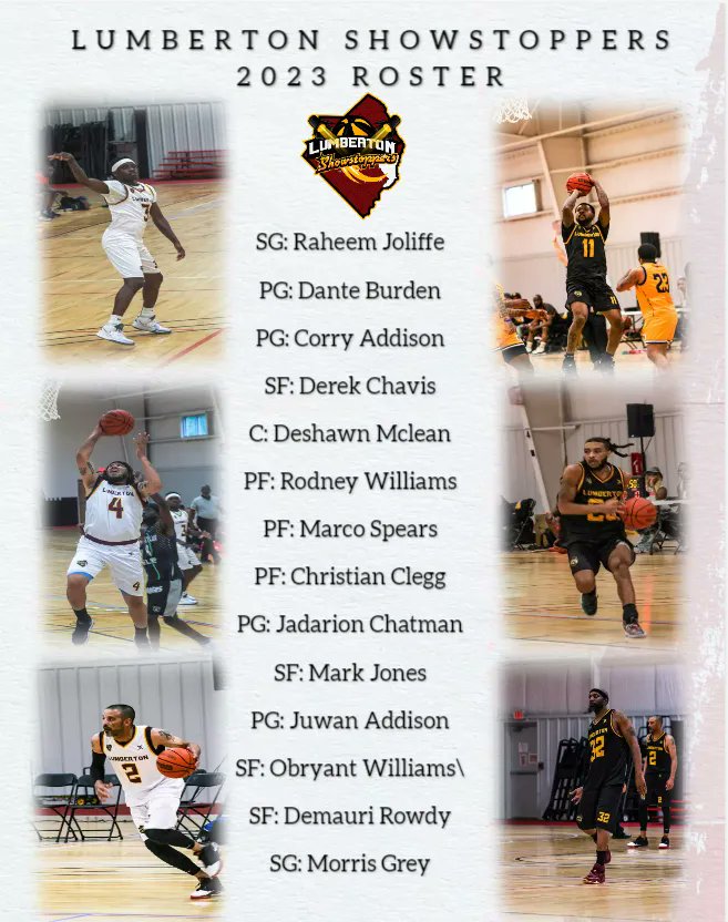 Lumberton Showstoppers 2023 Southern Conference Basketball League roster!