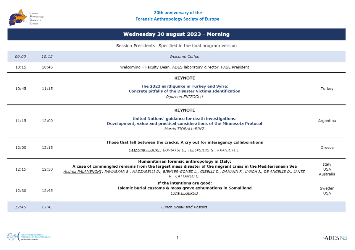 The provisional program for the 20th Anniversary of the Forensic Anthropology Society of Europe is available! Visit lnkd.in/gP_iSWj9 for more info
Early bird registrations are until the 15th of June! lnkd.in/e5sX_C_w
#forensicanthropology #FASE