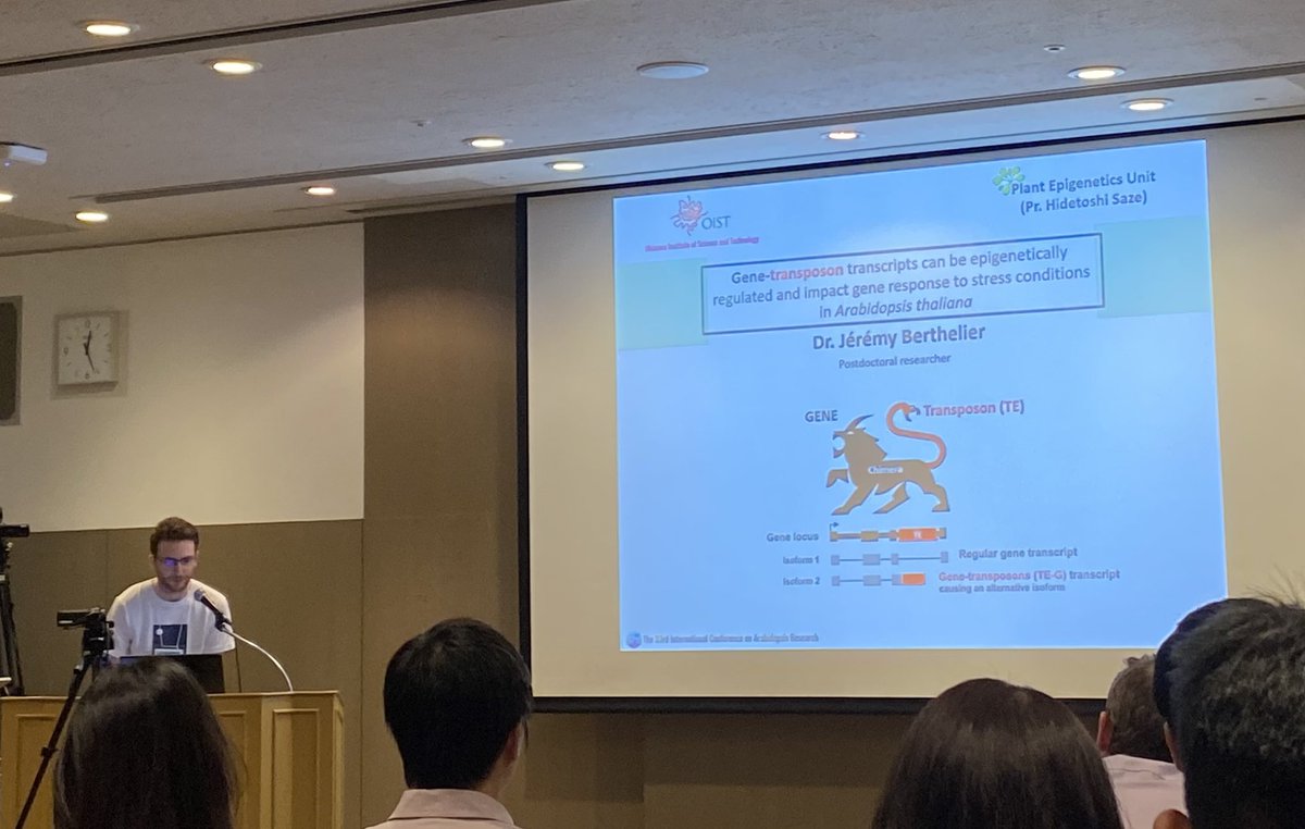 Great presentation by <a href="/berthelier_j/">Jérémy Berthelier</a> on chimeric gene-transposons transcripts in Arabidopsis at @ICAR2023 

Check out his Nature comm paper that just came out!
doi.org/10.1038/s41467…