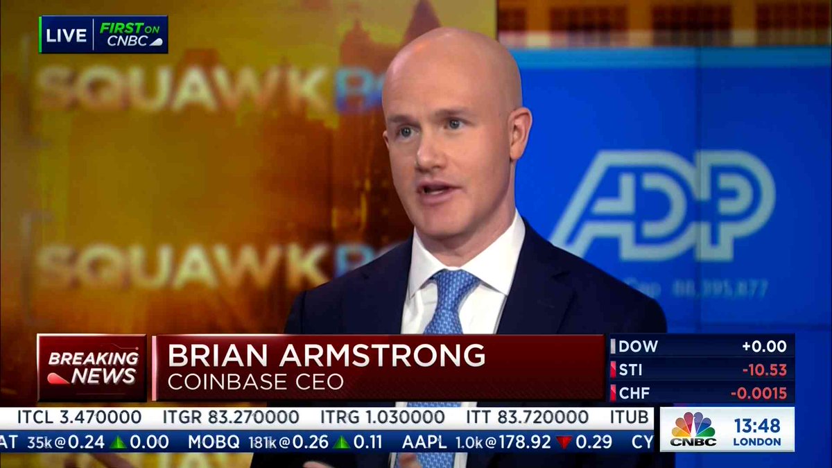 見逃し動画配信中】 日本時間6月7日に米CNBCで放送された米コインベース・グローバルのブライアン・アームストロング最高経営責任者（ＣＥＯ）へのインタビュー動画を公開中。  SECの同社に対する訴訟に対してなにを語ったのか。 https://t.co/qP1hMxOHtN(英語放送 ...