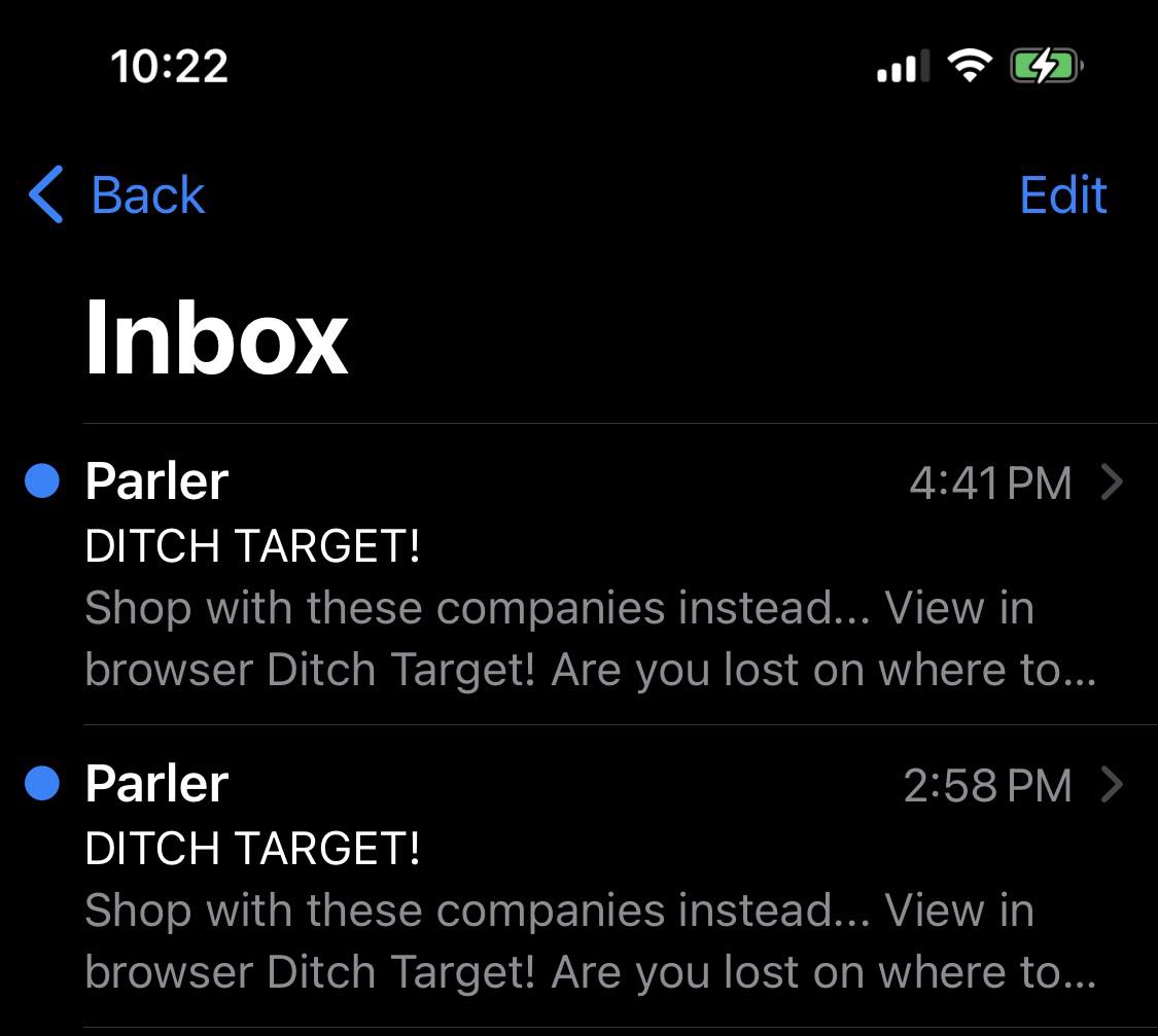 AvsPackersFan's tweet photo. Here's @ParlerMedia's version of "free speech":  bullying Target simply because they support the #LGBT community. How does Parler sleep at night? Actually, I don't want to know #GayPride #LGBT #LGBTQ #LGBTQIA #LGBTIQ #PrideMonth #Pride #Pride2023 #BoycottParler #IStandByTarget https://t.co/JSajeM2a5q