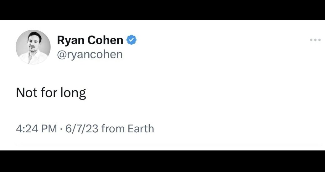 Ryan Cohens Tweet
#GME

You would not maliciously publicly make a joke about someone and also have terminated them without cause.

 If he didn't meet his obligations then it would have been terminated with cause and it would have saved GameStop some money from not having to meet…