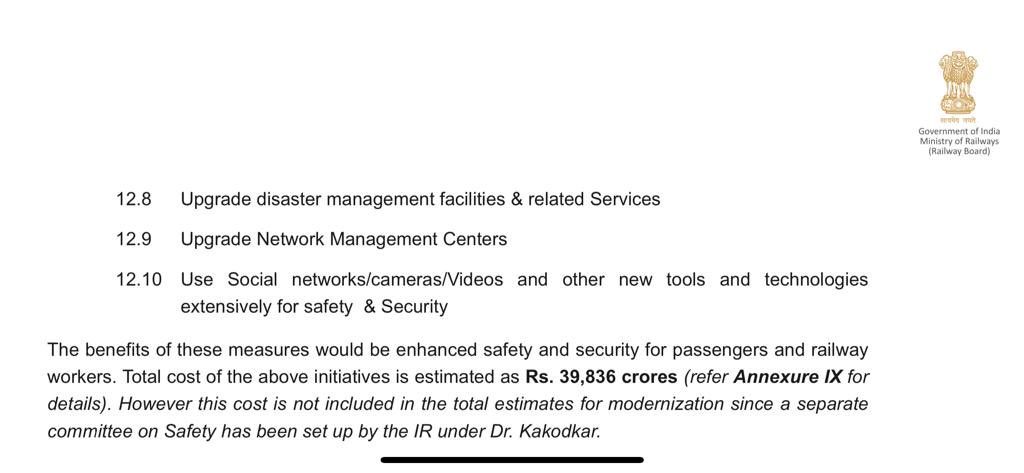 It would help to review once again the safety recommendations from the expert group's report on the modernization of Indian Railways published over 11 years ago by the UPA government.

#OdishaRailTragedy #BalasoreTrainAccident