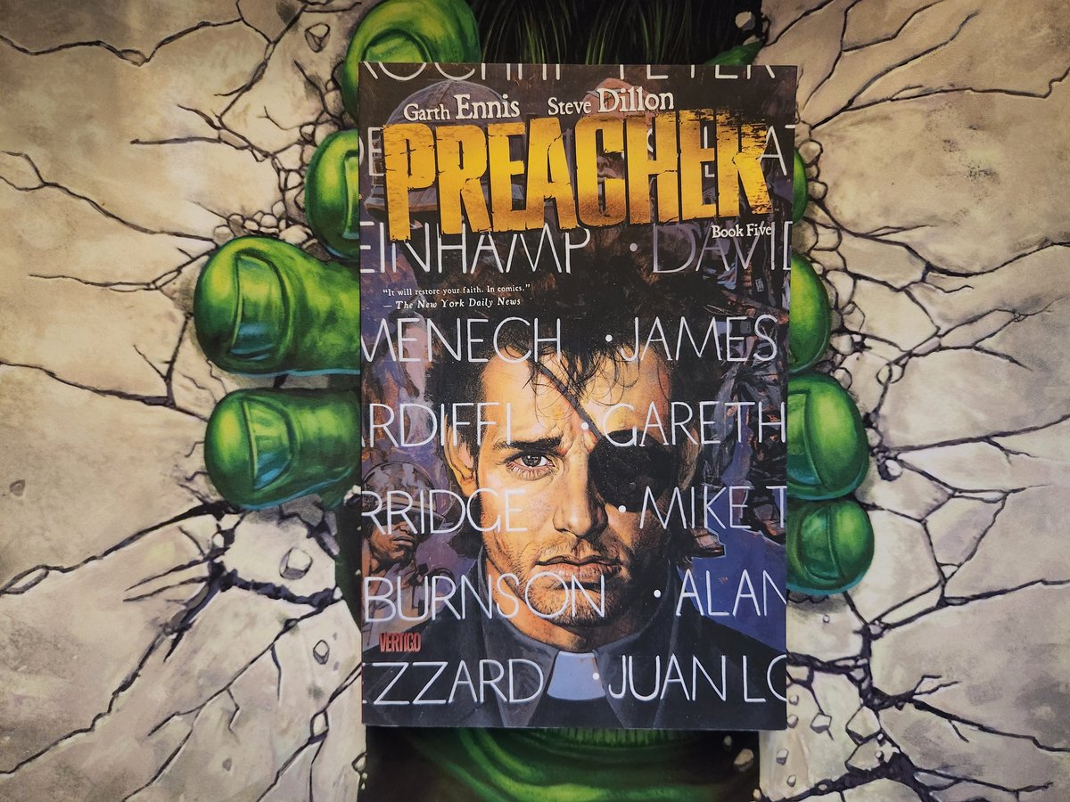 Preacher Collected Editions Book Five. By Garth Ennis & Steve Dillon. Collects issues #41-54. $3 flea market find. I can't wait to read this series. These look brand new!

#OldComicBookDay
#DCVertigo
@vertigo_comics
#fleamarketfind
#Preacher