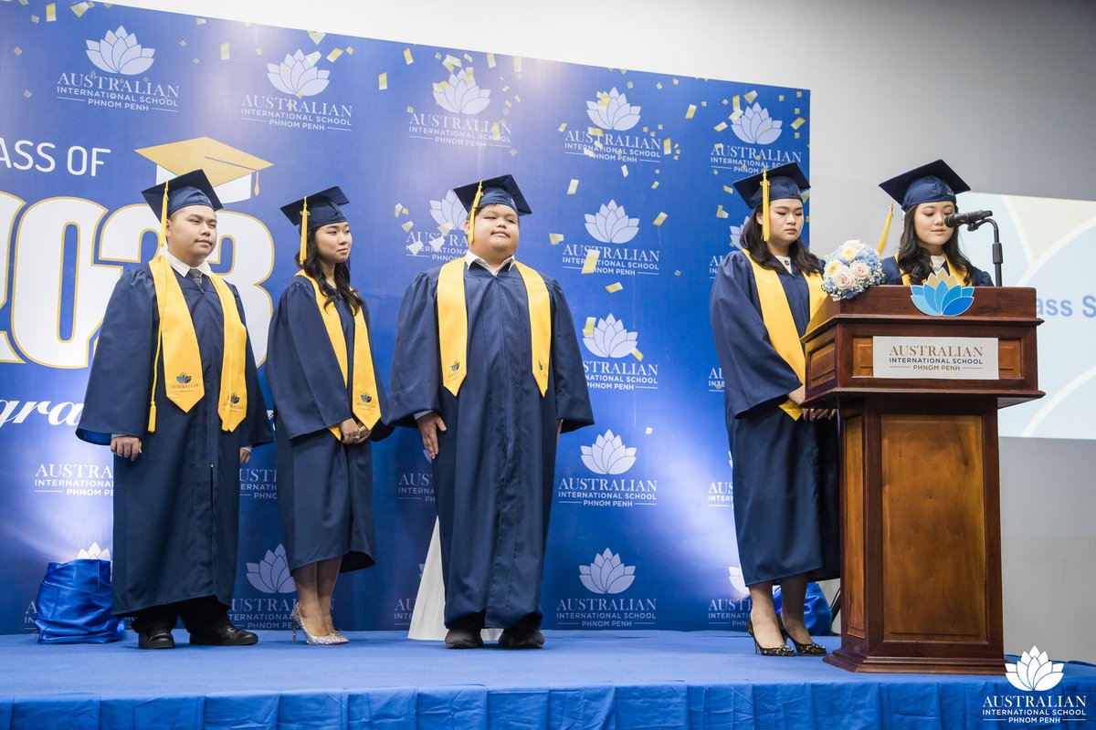 AISPPCambodia's tweet photo. Congratulations to all Year 12 graduates! We are very proud of you and everything you have accomplished. After successfully completing their studies at AISPP, our graduates are now well-prepared for further study at various universities across the globe. We wish them well! https://t.co/PVcaVVg0mS