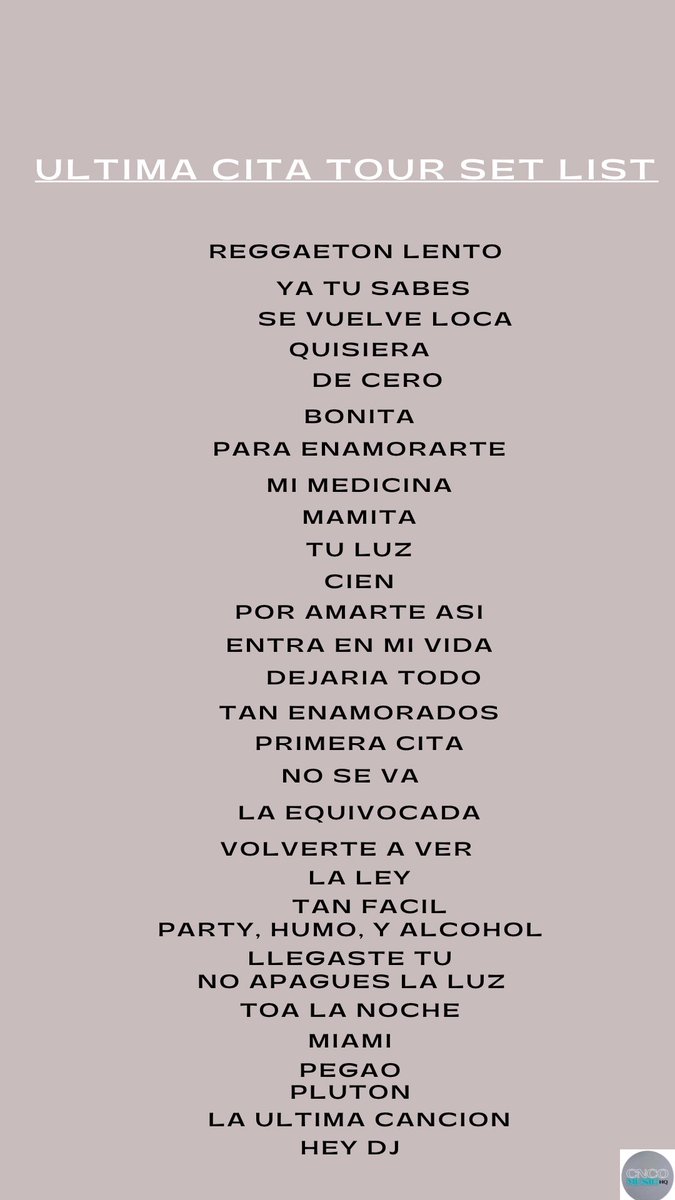 ultimacitatour_'s tweet photo. Set list Última Cita Tour UPDATED |#UltimaCitaTour https://t.co/LVd5dI9i7Y
