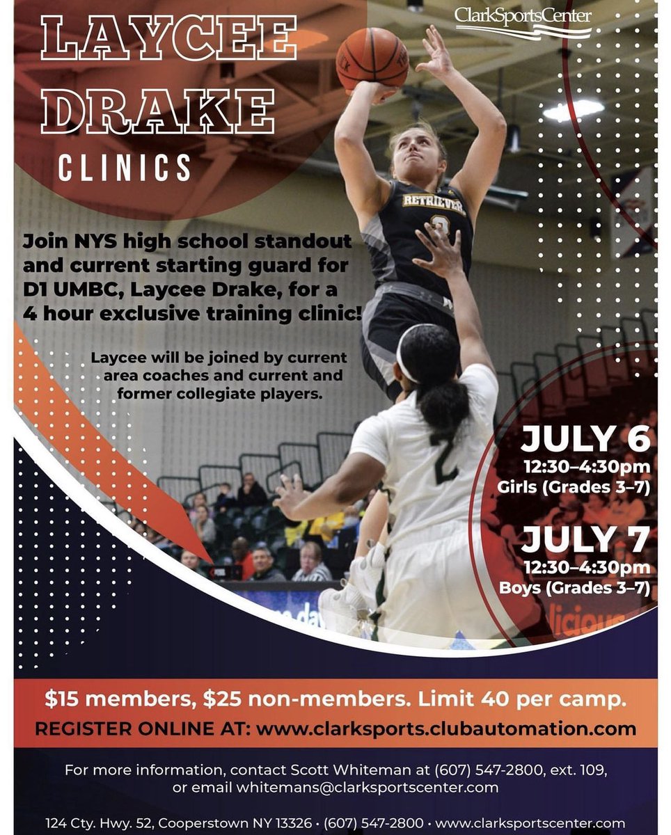 NateLull's tweet photo. Not only is Hancock’s @layceedrake2 hosting her own camp this summer she is also teaming up with @clarksgym in Cooperstown for another two dates! Register now to save your spot

🚨 DM me for registration details! https://t.co/n1xzFaVTt7