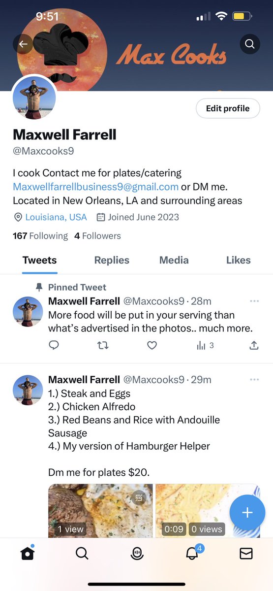 Follow my cooking/catering page. Any and all business/support is appreciated. This is a passion of mine and I look forward to cooking for you.