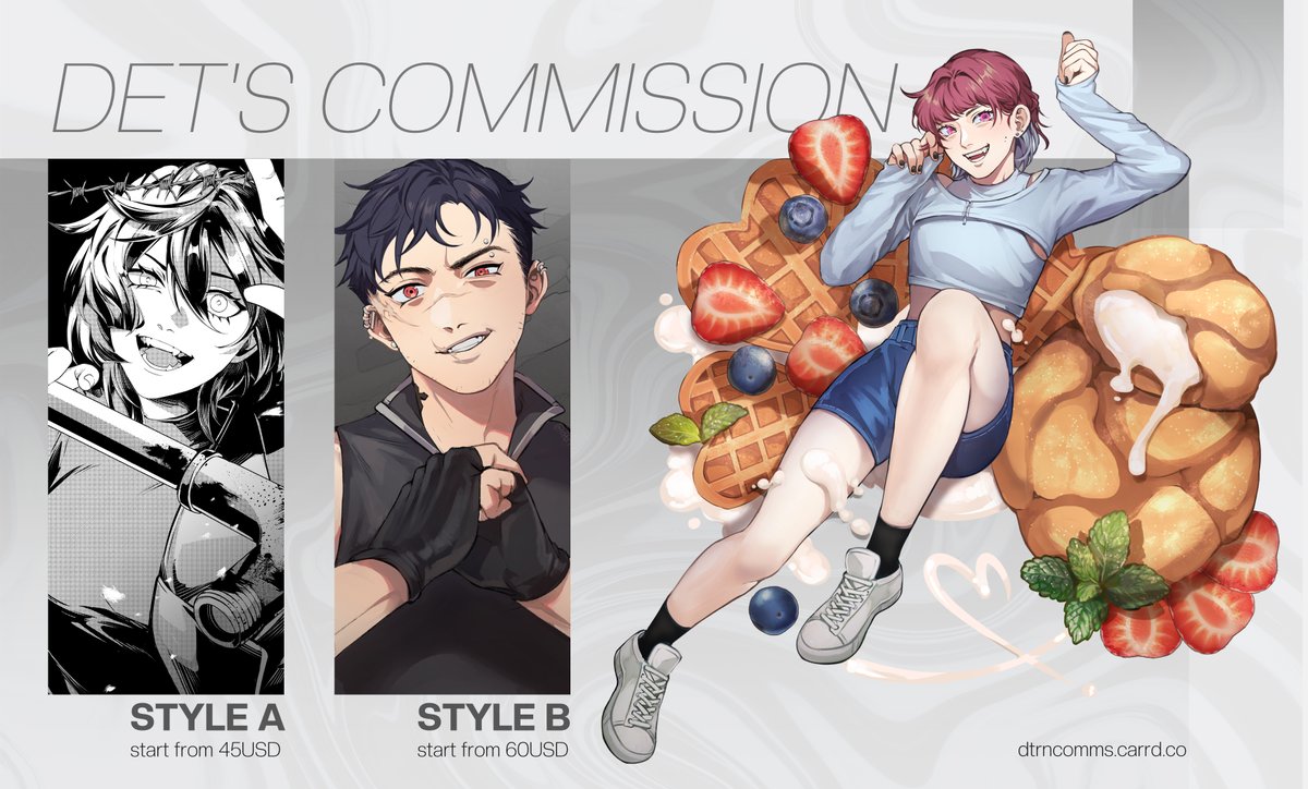🍀OPEN CM🍀
(RTs are highly appreciated, thank you!)

5 slots available for June batch, DM me if interested! more info and samples: dtrncomms.carrd.co