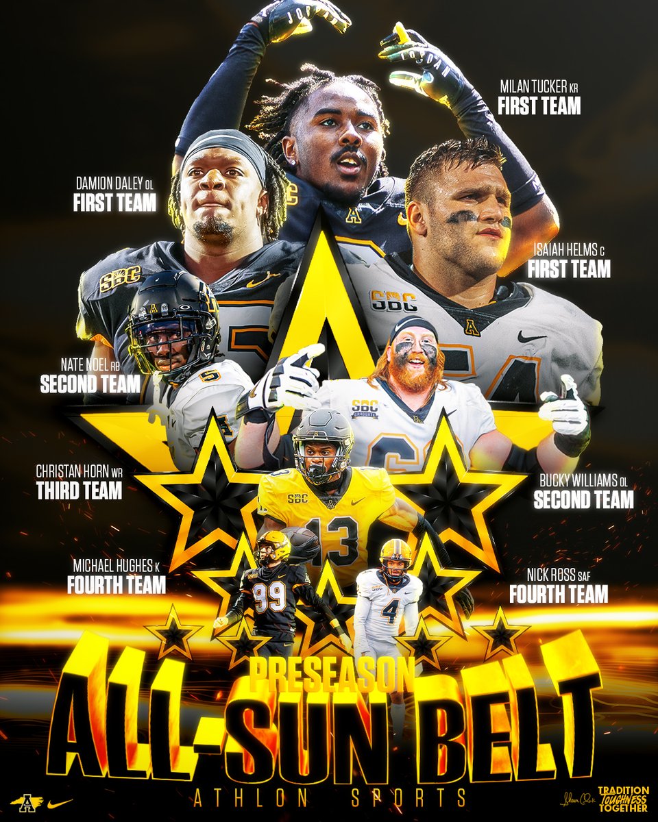 𝗔𝘁𝗵𝗹𝗼𝗻 𝗣𝗿𝗲𝘀𝗲𝗮𝘀𝗼𝗻 𝗛𝗼𝗻𝗼𝗿𝘀

Eight Mountaineers named preseason All-Sun Belt by @AthlonSports.

#GoApp