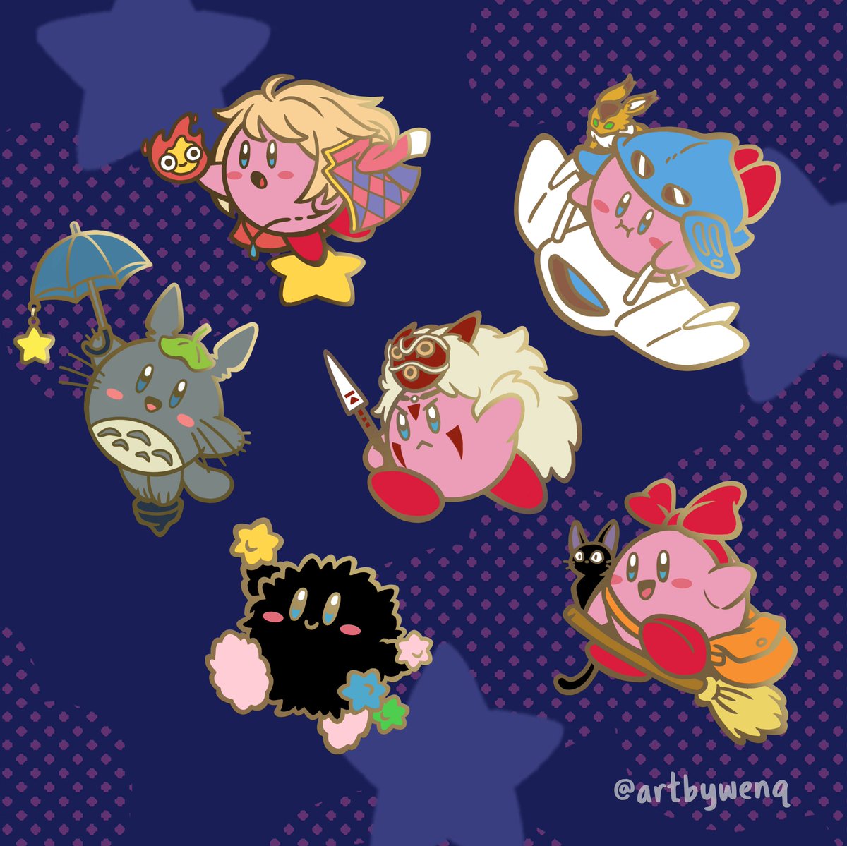 Kirby x Ghibli Enamel pin designs made by me. PREORDER is live on my website! artbywen.com