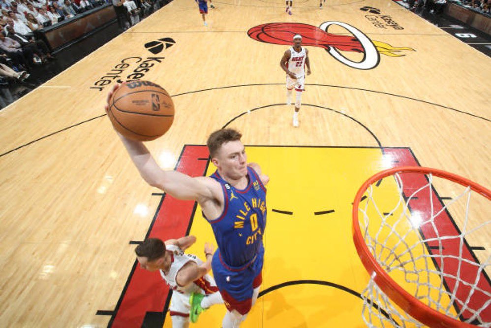 KalanHookstv's tweet photo. Christian Braun, a former Blue Valley Northwest guard and now Denver Nugget, played a significant role in the Nuggets’ 109-94 Game Three win over the Miami Heat. Braun finished with 15 points in 19 minutes.
#KCHoops #JustAKidFromKansasCity https://t.co/VqY4Ie9fIH