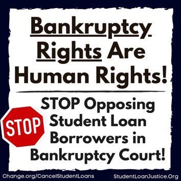 abrongreat's tweet image. It’s worth repeating for the ones in the back:
$0 needed from treasury
$0 added to NatDeficit to #CancelALLStudentDebtNOW !!

Most importantly, borrowers must get bankruptcy rights restored! This session!

#longoverdue #EnoughIsEnough 
#studentloans
#StudentLoanForgiveness