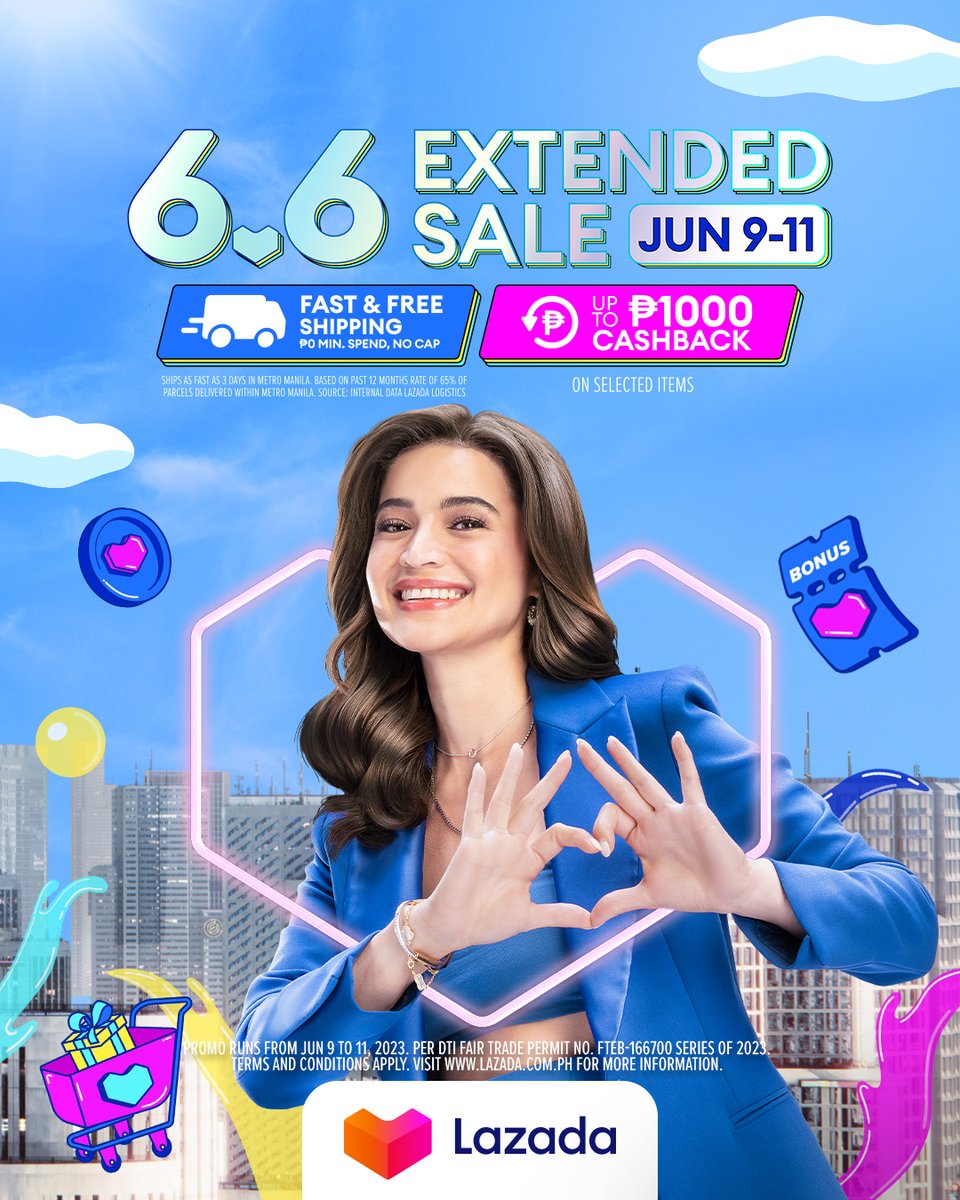 LazadaPH's tweet image. Wow, extended ang #LazadaPH66! Don't miss out on SuliTipid deals, fast &amp;amp; free shipping (₱0 min. spend, no cap), cashback, and patong-patong na vouchers! 🤩

Check out na sa #Lazada66ExtendedSale this June 9-11!

🛒 lzd.co/66ExtendedSale

#LazadaPH #SulitipidSaLazada