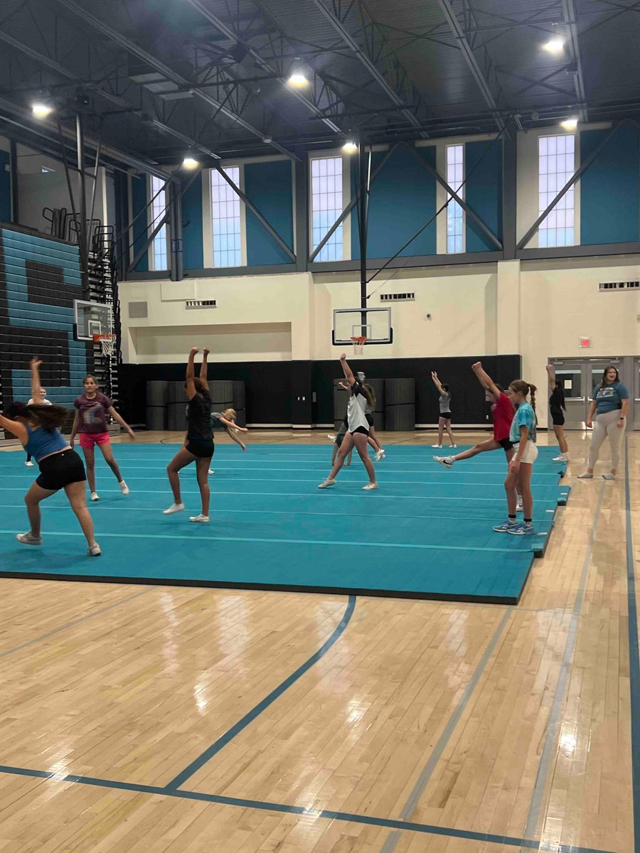 Our cheerleaders getting strong and working on their tumbling so they can cheer us to victories this year! #weareEHS #flyfirebirdsfly #comeflywithus #QCleads