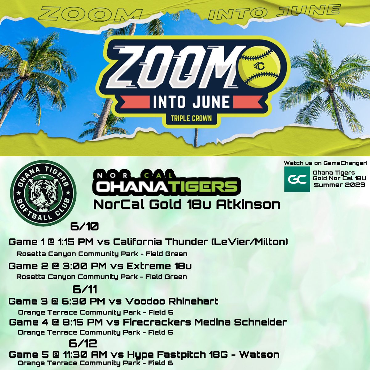 HTemple2024's tweet photo. I always love to kick off the season with this tournament, great to be back! Come see us play! #ZoomIntoJune @TCSFastpitch @NorcalOhana @evanderbilt2023 @ABrewer2023 @isabellascolini https://t.co/yj6SaV0a2s