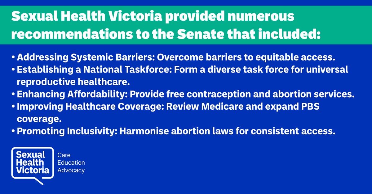 Recently we gave our recommendations to the Senate Community Affairs Reference Committee on ‘Ending the postcode lottery: Addressing barriers to sexual, maternity and reproductive healthcare in Australia.’

Read the full inquiry on our website:
shvic.org.au/senate-inquiry…