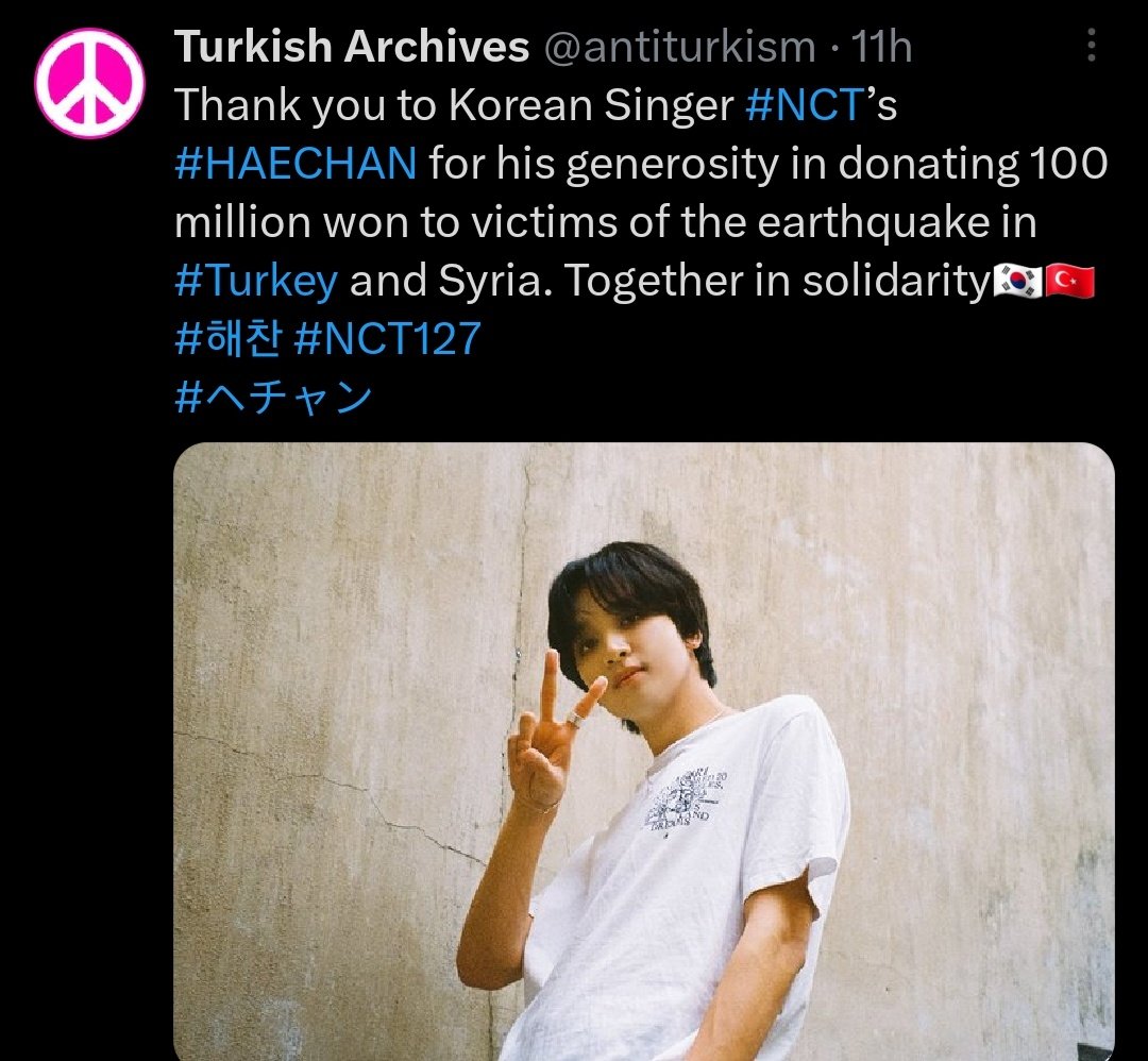 mark and haechan donated to help the earthquake victims in turkey and syria 🥺🤍