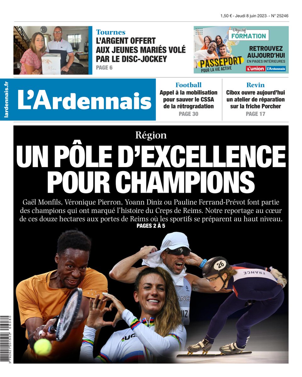_lunion's tweet photo. À la Une de l’Ardennais ce jeudi : Un pôle d’excellence pour champions
➡ https://t.co/ha2vTtESRi https://t.co/ujMfuYOHaS