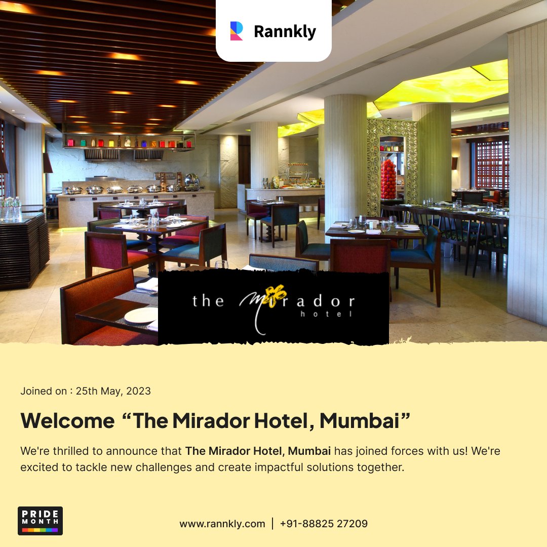 Welcome 'The Mirador Hotels' to Rannkly, where reputation meets results. Let's elevate your brand's reputation to new heights! 🚀📊

Welcome to the team!

Cheers!
Team Rannkly

#newclient #welcome #team #themiradorhotels #themirador #mumbai #hospitality #rannkly #teamrannkly