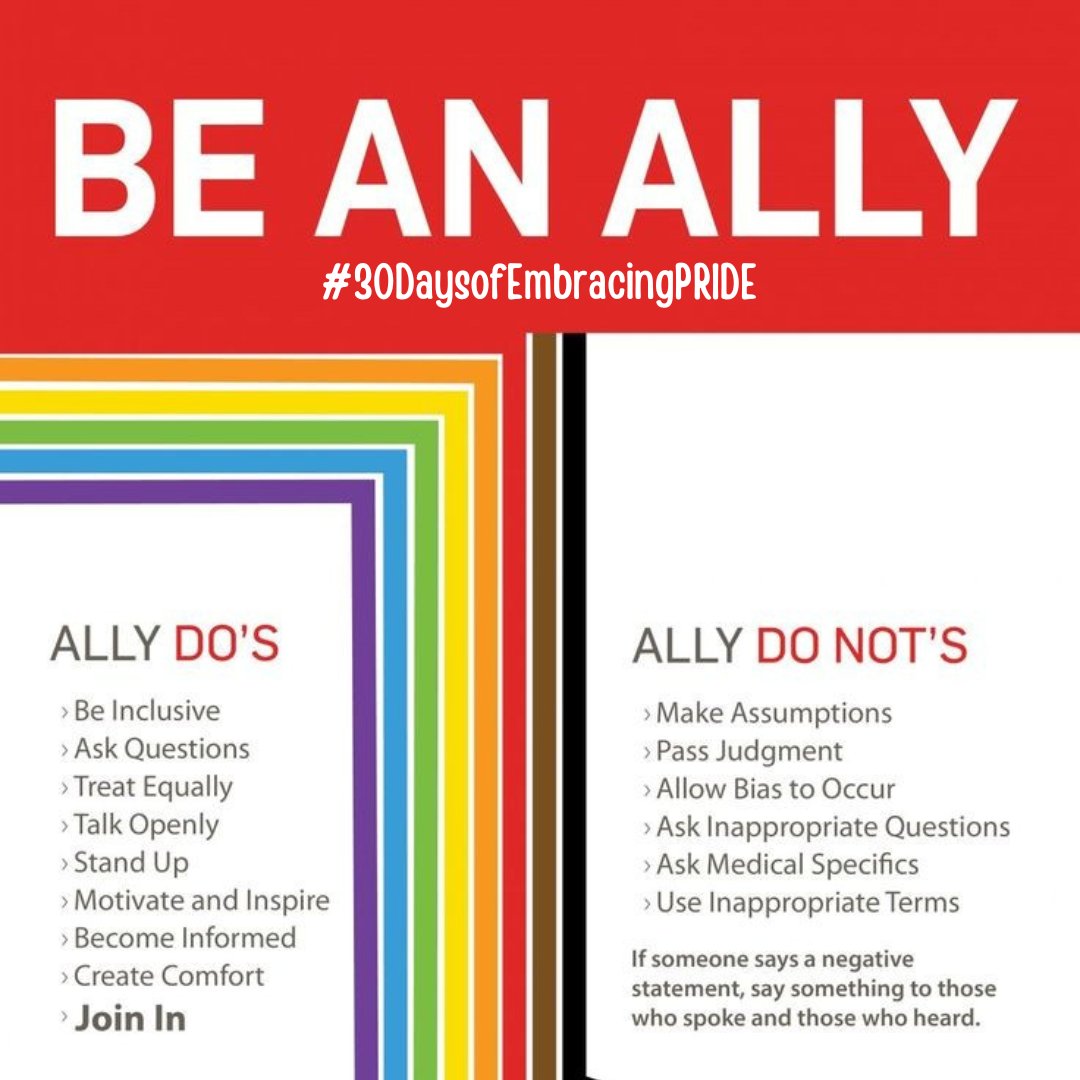 The role of an ally is vital to developing and sustaining everyone's inclusion. Allies are expected to ask thoughtful questions, talk openly, and foster comfort and inclusion. 
.
.
.
#LGBTQ #Pride #ally #allyship #nonbinary #asexual #LGBT #samelove  #lovewins #pridemonth #pride🌈